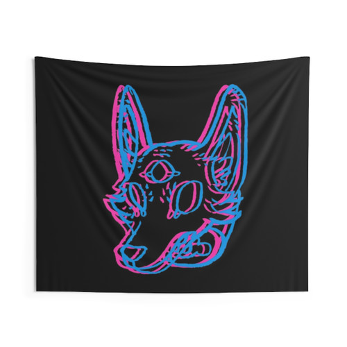 3D Space Coyote Tapestry