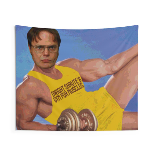 Dwight's Gym For Muscles Tapestry - Funny The Office Meme Wall Art