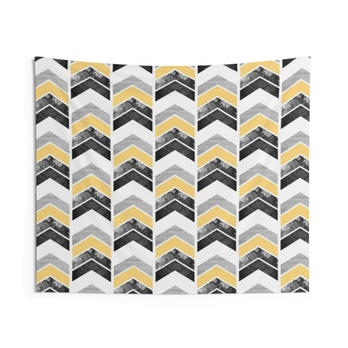 Scandi-Style Geometric Tapestry in Yellow, Black and Gray