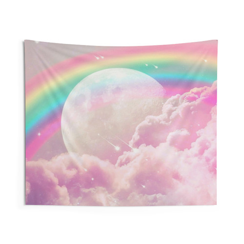 Pastel Magical Moon Tapestry Wall Hanging