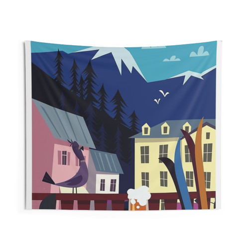 Chamonix Mont Blanc Vintage Ski Travel Tapestry