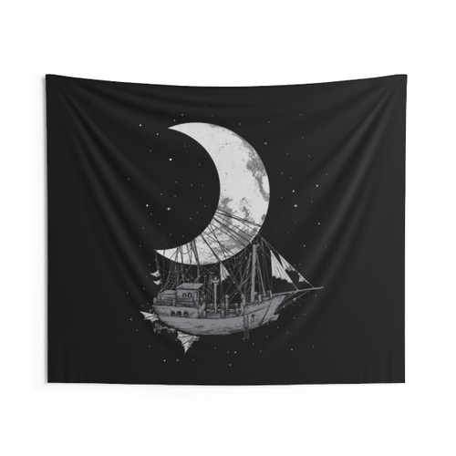 Moon Ship Sci-Fi Tapestry Wall Hanging