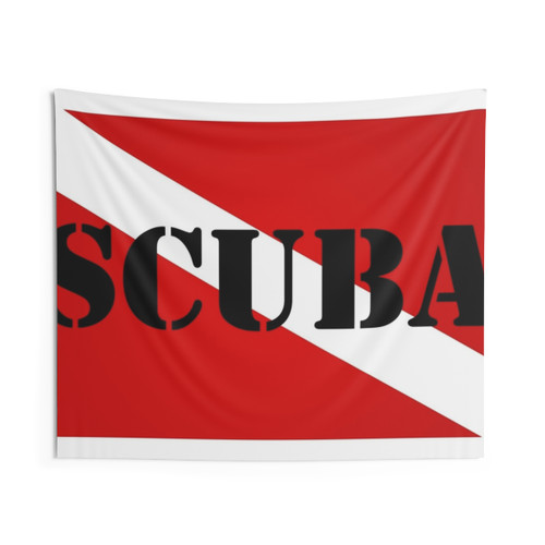 SCUBA Diving Tapestry with Underwater Scuba Diver and Ocean Scenery