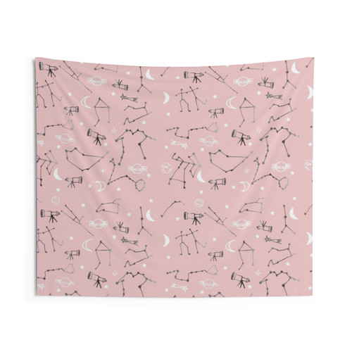 Astrology Pattern Pink Tapestry for Home Decor