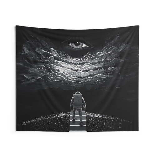 Inner Eye Space Tapestry - Stunning black and white design featuring an astronaut's eye