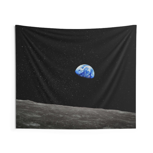 Earthrise Over Lunar Surface Tapestry