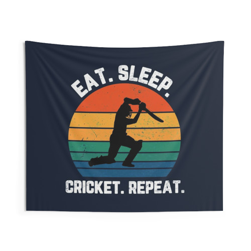 Eat Sleep Cricket Repeat Sunset Tapestry