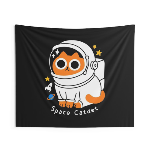 Space Catdet Tapestry - Funny Outer Space Cat Wall Decor