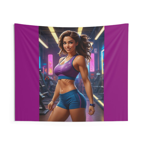 Muscular Woman Fitness Tapestry