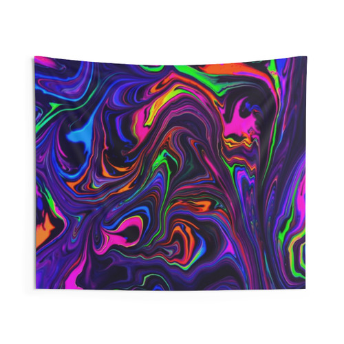 Neon Space Waves Psychedelic Tapestry
