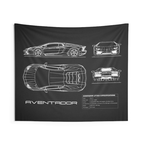 Aventador Blueprint Supercar Tapestry