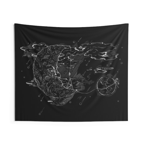 Visiting the Moon Tapestry - Cosmic Wall Hanging