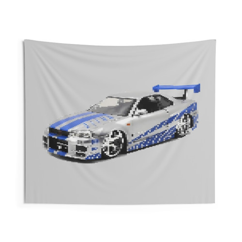 Nissan Skyline GT-R1 Pixelated Tapestry