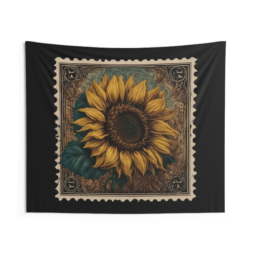 Vintage Sunflower Stamp Tapestry