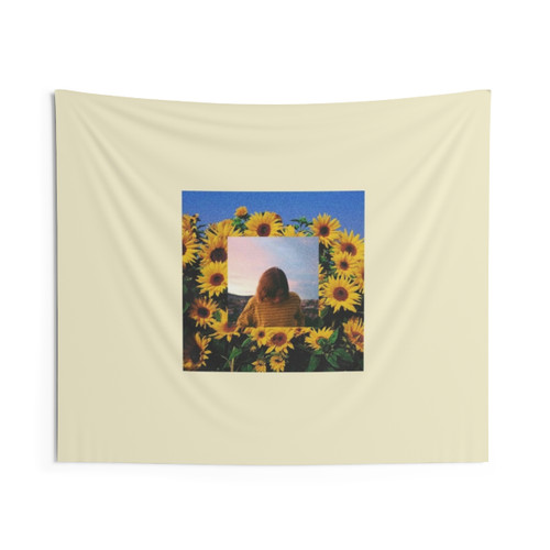 Sunflower Aesthetic Girl in Red Summer Depression Tapestry