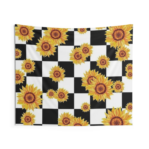 Chess Board Sunflowers Tapestry Wall Art