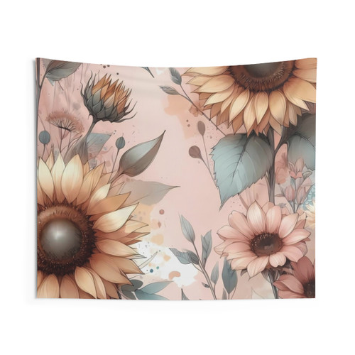 Watercolor Sunflower Tapestry Wall Hanging