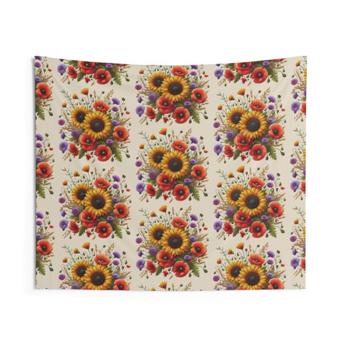 Bouquet of Sunflowers and Poppies Tapestry