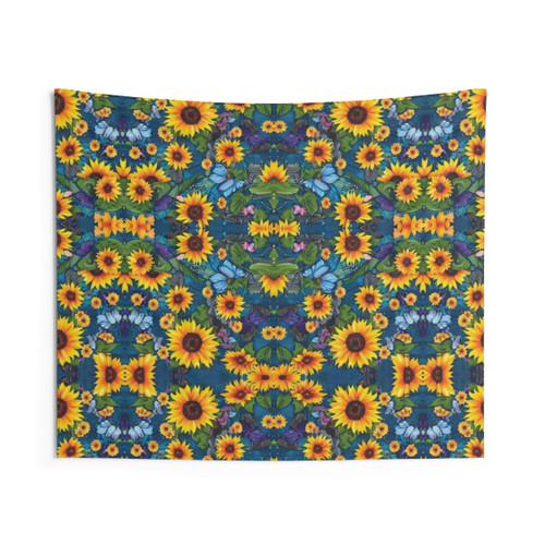 Sunflowers Butterflies Pattern Tapestry