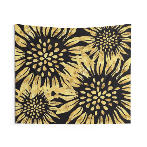Gold Sunflowers Botanical Tapestry