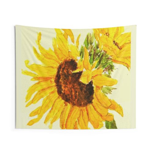 Sunflower Watercolor Painting Tapestry