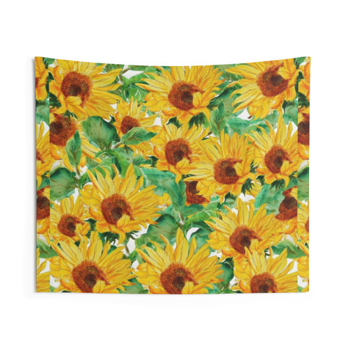 Vibrant Sunflower Watercolor Tapestry