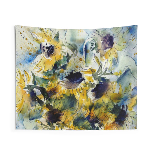 Vibrant watercolor summer tapestry with flowers and nature