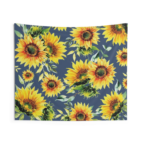 Watercolor Sunflower Tapestry Wall Hanging