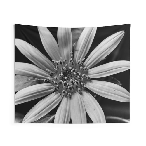 Black and white sunflower tapestry