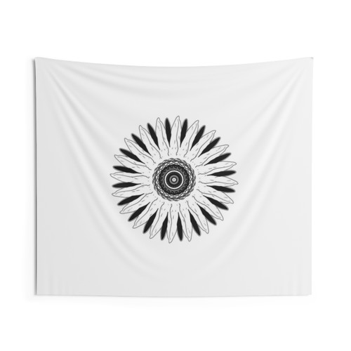 Brooding Black and White Sunflower Tapestry