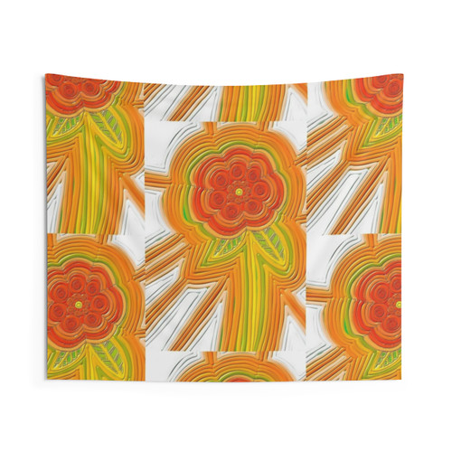 Retro Sunflower Stripe Tapestry