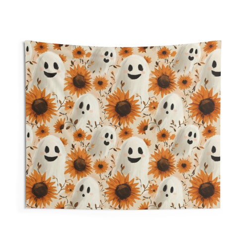 Ghosts in Sunflower Field Tapestry - Spooky Halloween Decor