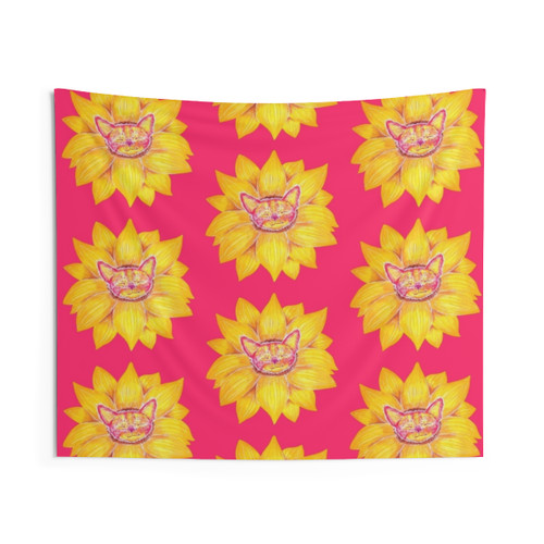 Sunflower Cat Tapestry