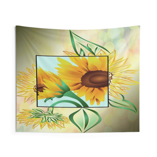 Sunflower Tapestry with Square Design