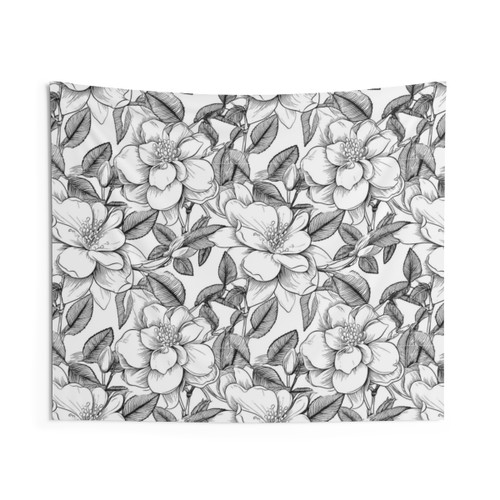 Botanical flower pattern tapestry
