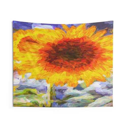 Solarised Sunflower Art Tapestry Wall Decor