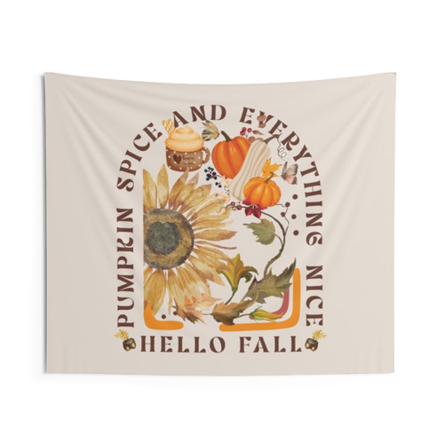 Autumn Decor Tapestry with Vibrant Fall Foliage and Nature Imagery