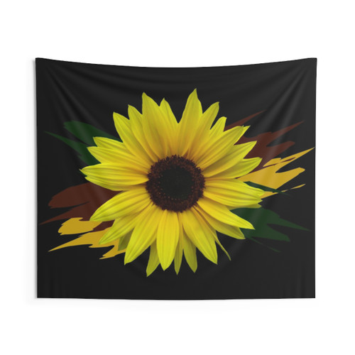 Sunflower tapestry wall hanging with vibrant floral design