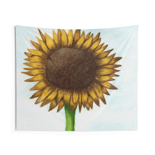 Sunflower Colored Pencil Drawing Tapestry