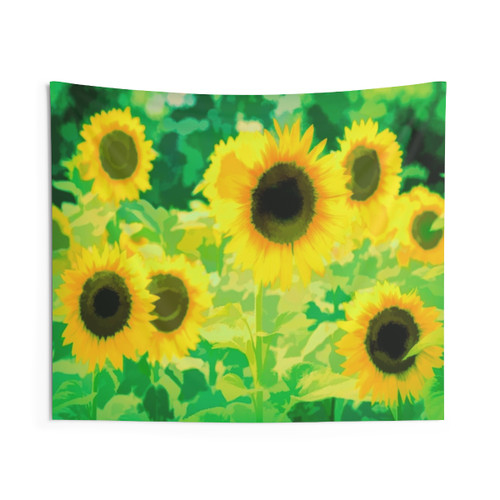 Sunflowers Green Art Tapestry