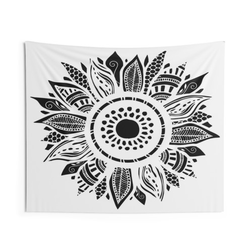 Sunflower Zentangle Tapestry - Vibrant Floral Wall Hanging
