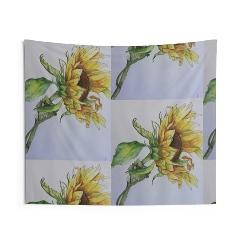 Sunflower Watercolor Painting Tapestry