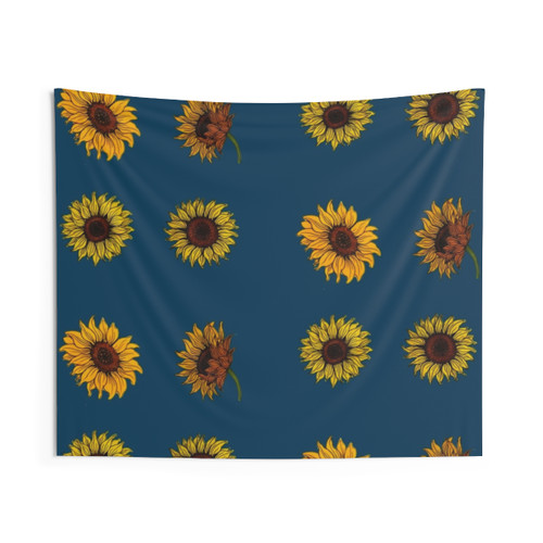 Watercolor Sunflower Pattern Tapestry