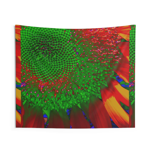 Psychedelic Sunflower Tapestry - Colorful Retro Floral Wall Hanging