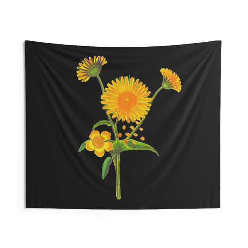 Single Sunflower White Aesthetic Tapestry