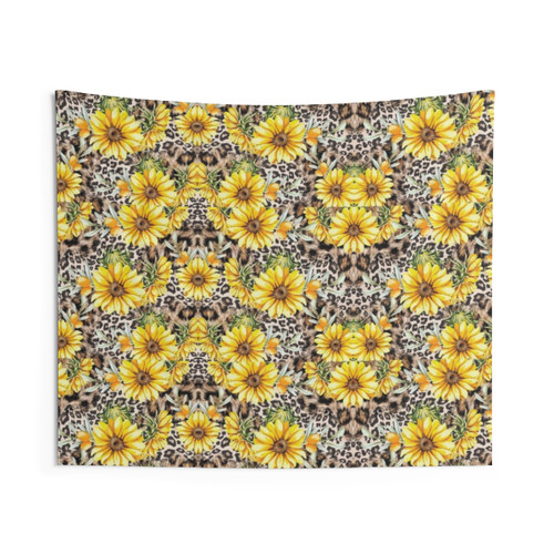 Leopard Sunflower Tapestry Wall Hanging