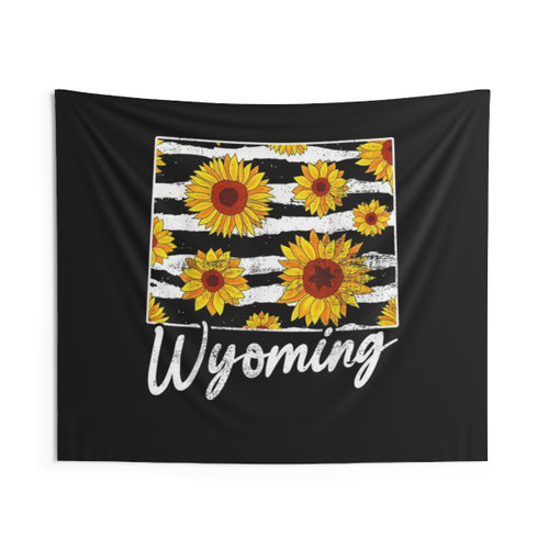 Wyoming Sunflower Leopard State Map Tapestry