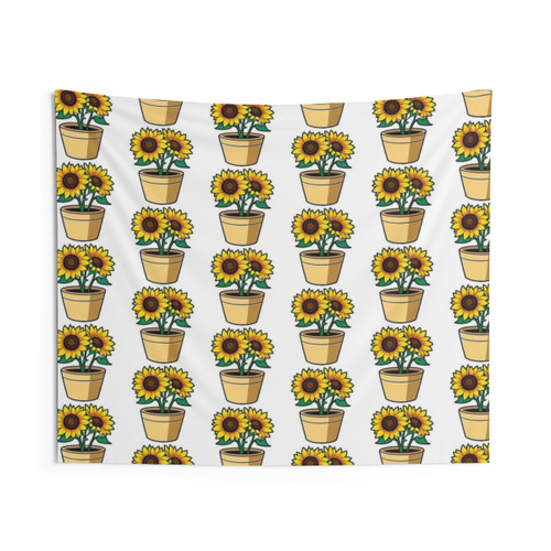 Two Sunflowers in a Pot Tapestry Wall Hanging