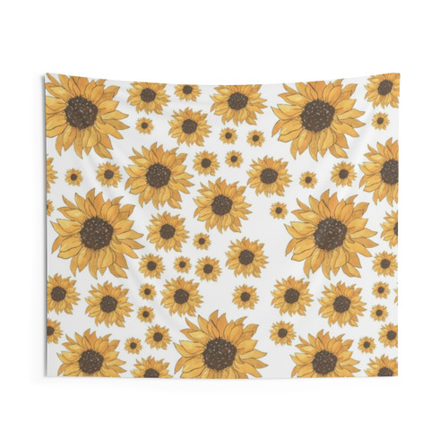 Sunflower Watercolor Pattern Tapestry