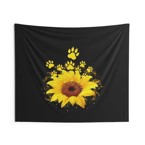 Cat Paw Sunflower Tapestry - Vibrant Home Decor